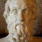 Busto de Homero. Mármol, copia romana de un original helenístico del siglo II a. de C.