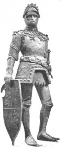 El rey Arturo con su armadura de guerra en una estatua en bronce del siglo XV que se encuentra en el cenotafio del emperador Maximiliano I.