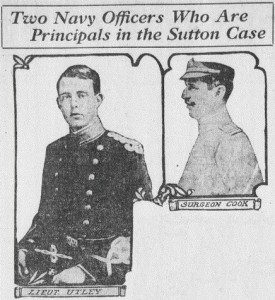 Dos oficiales de la marina como principales sospechosos en el caso Sutton (Los Angeles Herald, agosto 1909).