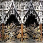 Retablo, típica talla en madera del siglo XV, conservado en la catedral de Amiens, Francia.