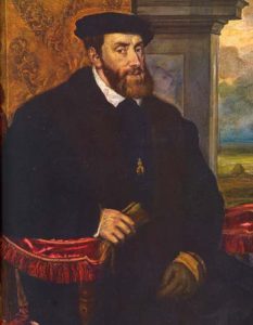Carlos I de España (1500-1558), heredero de numerosos reinos, principados y colonias en Europa y en América, del que se dijo que en sus dominios nunca se ponía el sol.