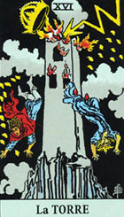 La torre, según el tarot Rider-Waite.