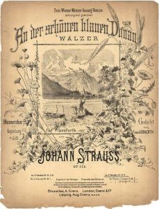 Portada de la partitura del vals ‘En el bello Danubio azul’, 1867.